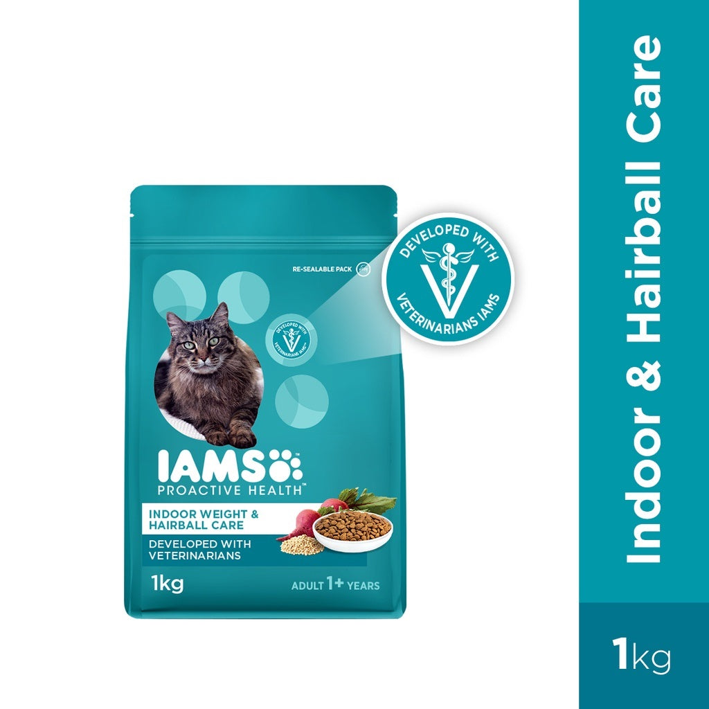 IAMS Premium Cat Dry Food Indoor Weight and Hairball Care in Chicken Flavor 1KG/3KG