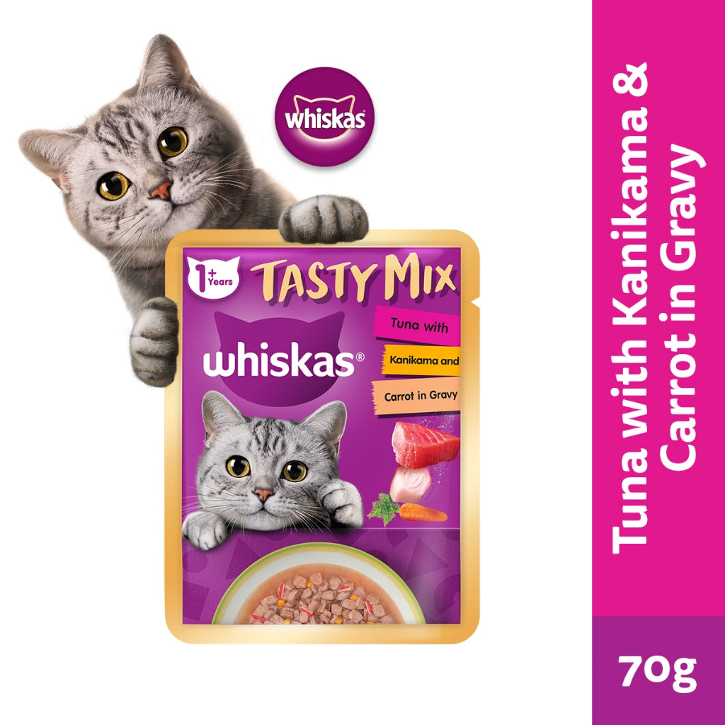Whiskas Tasty Mix Wet Cat Food in Gravy (14 Pack x 70g)
