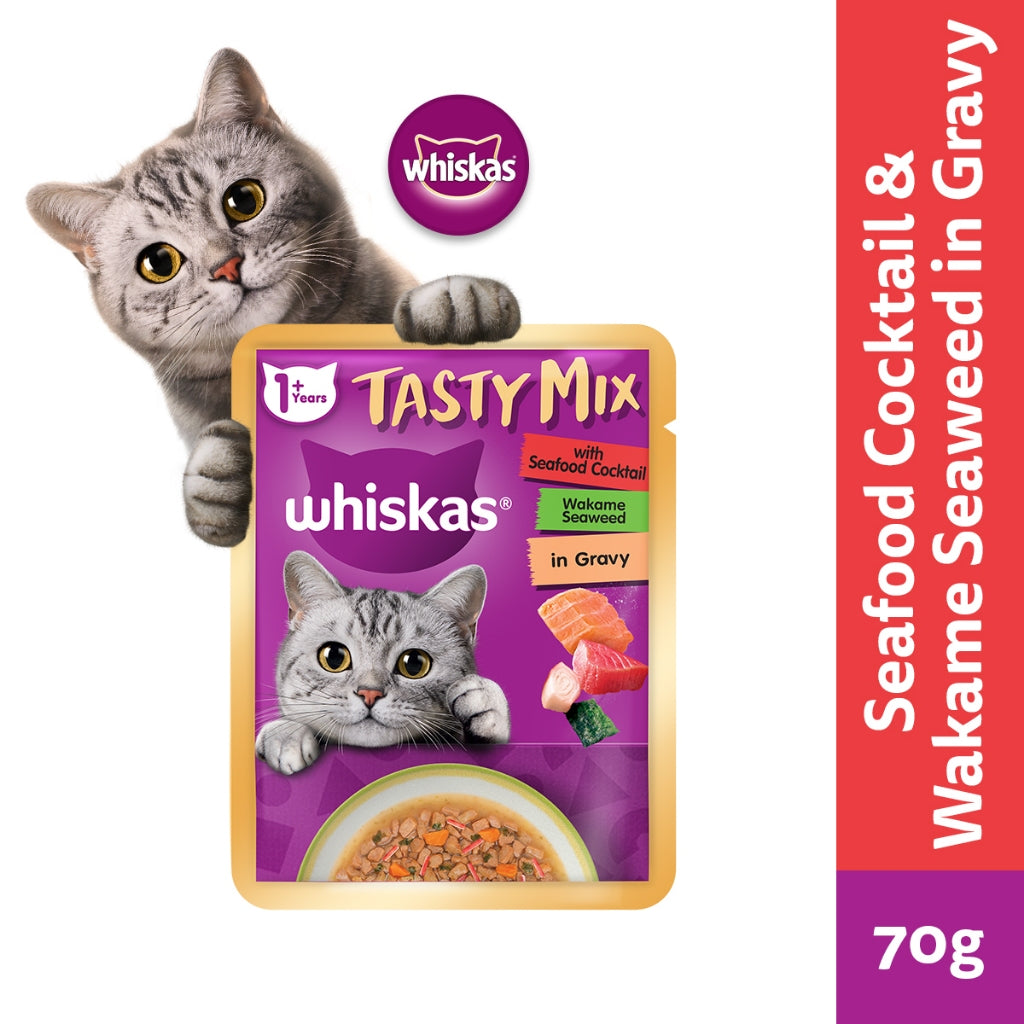 Whiskas Tasty Mix Wet Cat Food in Gravy (14 Pack x 70g)