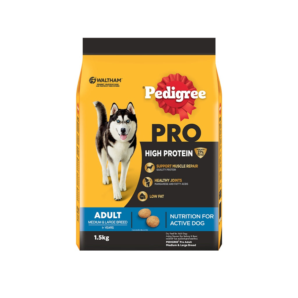 PEDIGREE PRO High Protein Adult Dog Dry Food - Medium & Large Breed Dogs 1.5KG