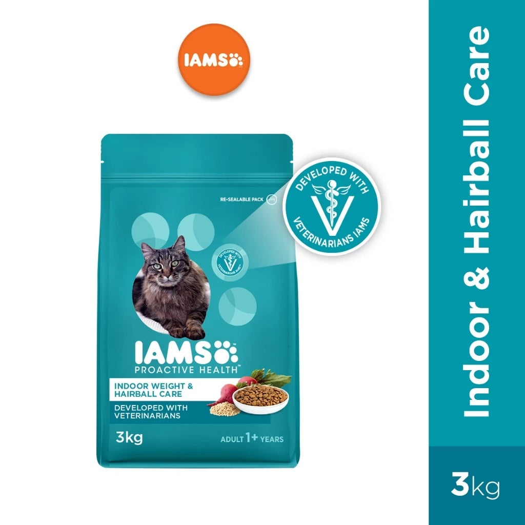 IAMS Premium Cat Dry Food Indoor Weight and Hairball Care in Chicken Flavor 1KG/3KG