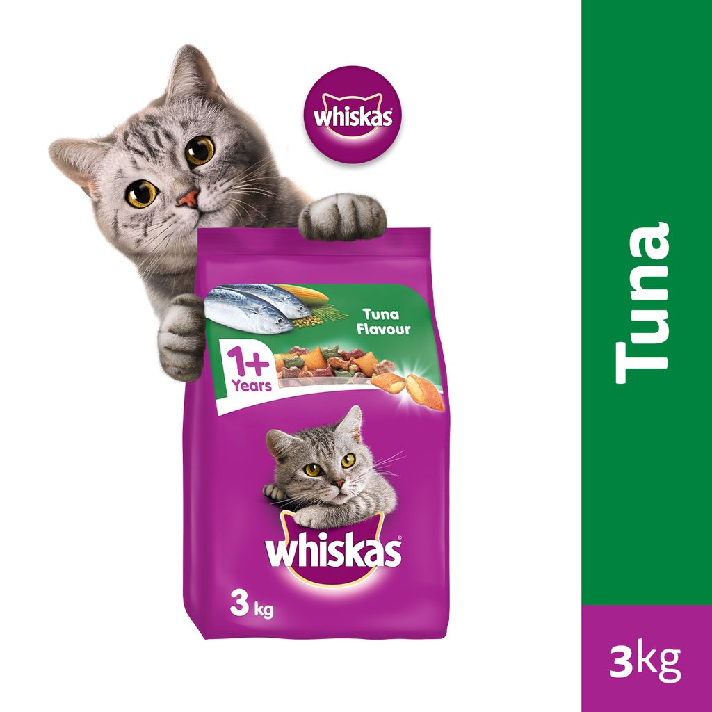 Whiskas Cat Food Tuna Flavor Cat Dry Food for Adult Cats Aged 1+ Years (3kg)