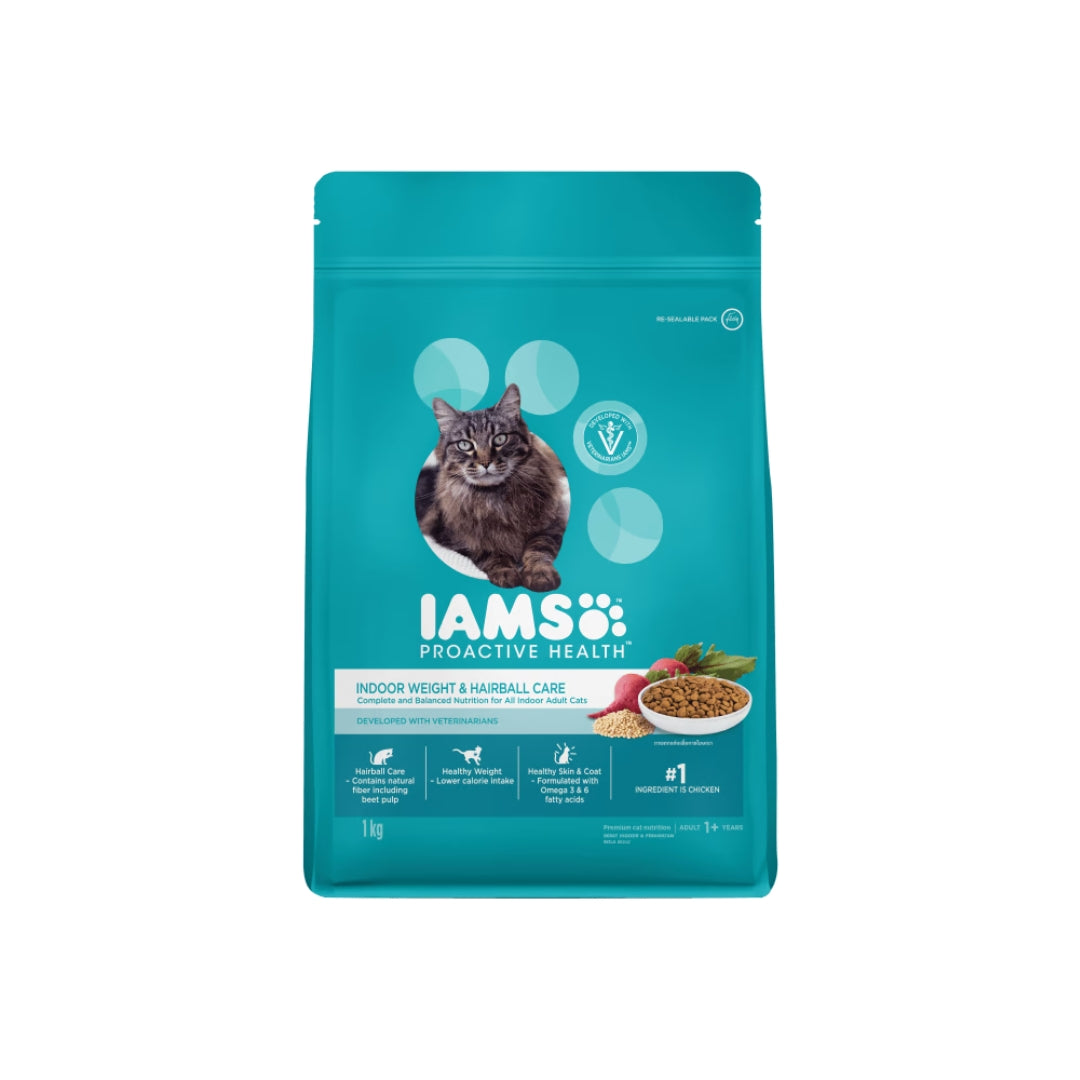 IAMS Premium Cat Dry Food Indoor Weight and Hairball Care in Chicken Flavor 1KG/3KG