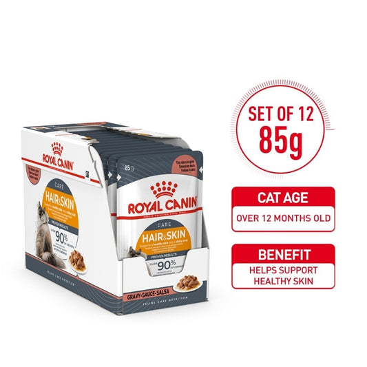 Royal Canin Hair & Skin Gravy (85g x 12 ) Adult Wet Cat Food